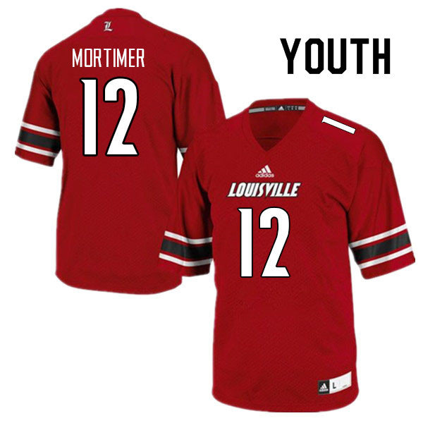 Youth #12 Devaughn Mortimer Louisville Cardinals College Football Jerseys Sale-Red - Click Image to Close